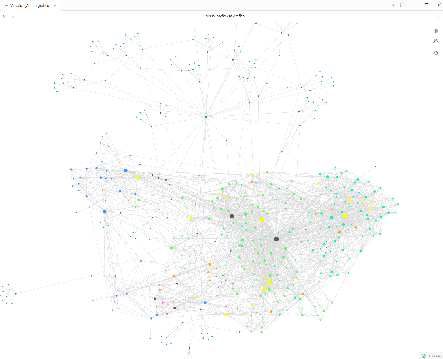 Obsidian graph view showing a dense network of interconnected notes and knowledge clusters.
