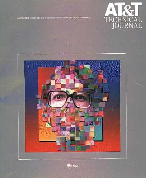 Cover of the AT&T Technical Journal, March 1987, showing Peter Weinberger's face broken into colorful square tiles